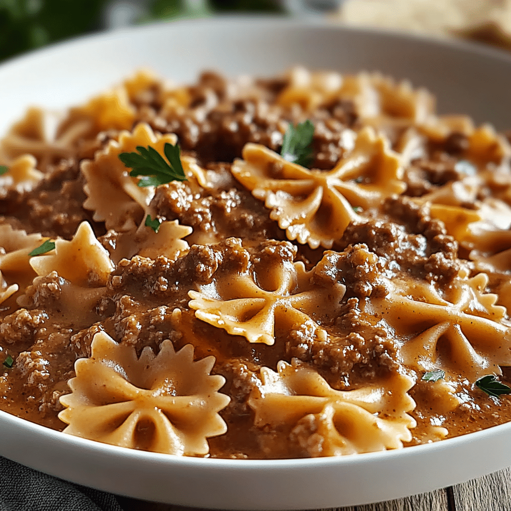Bowtie Pasta with Ground Beef Sauce