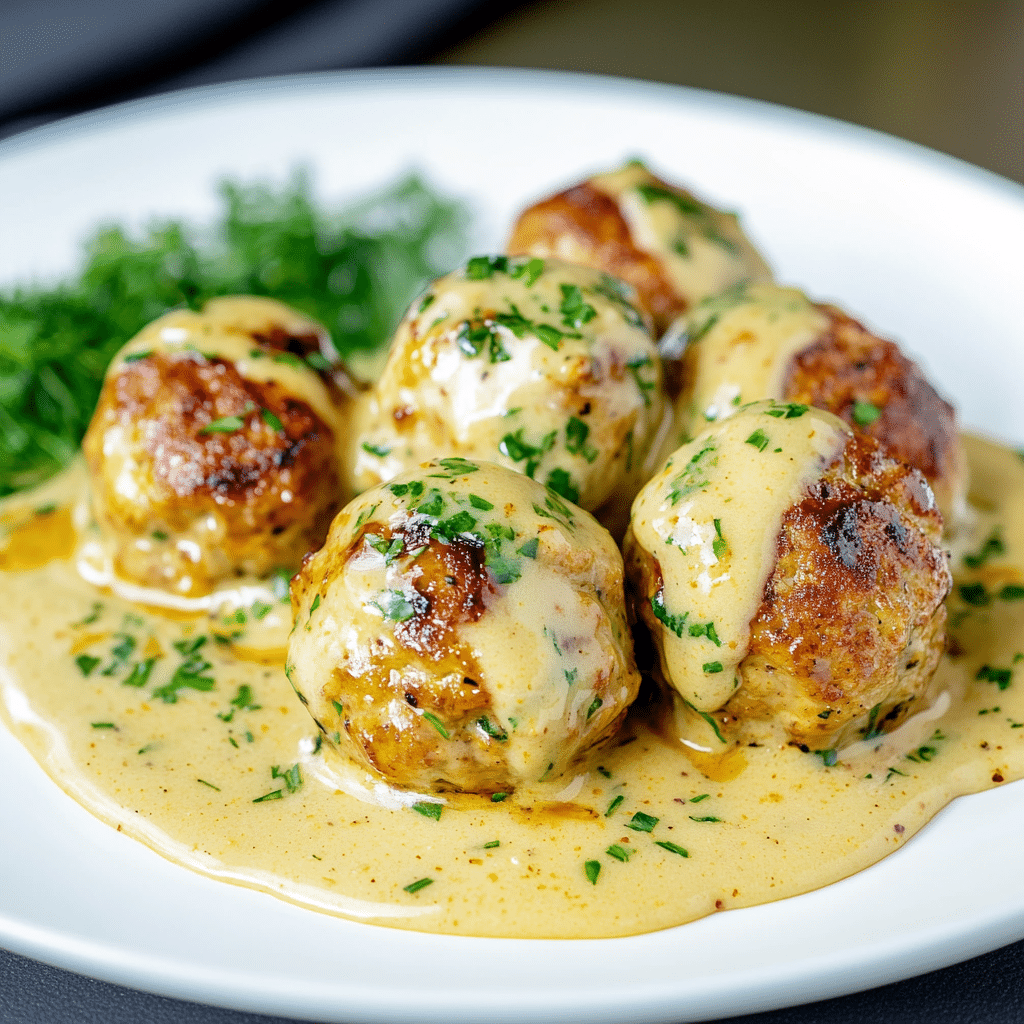 Chicken Meatballs with Honey Mustard Sauce