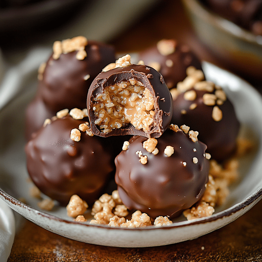 Chocolate Peanut Butter Balls with Rice Krispies