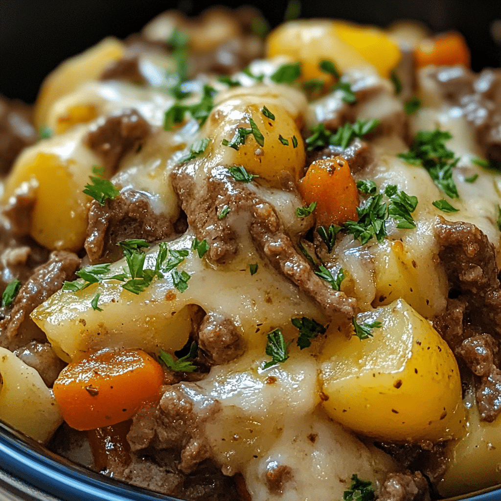 Crockpot Cheesesteak & Potato Casserole