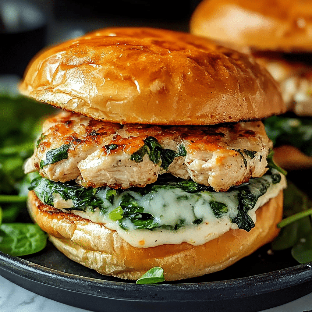 Cheddar Spinach Chicken Burgers