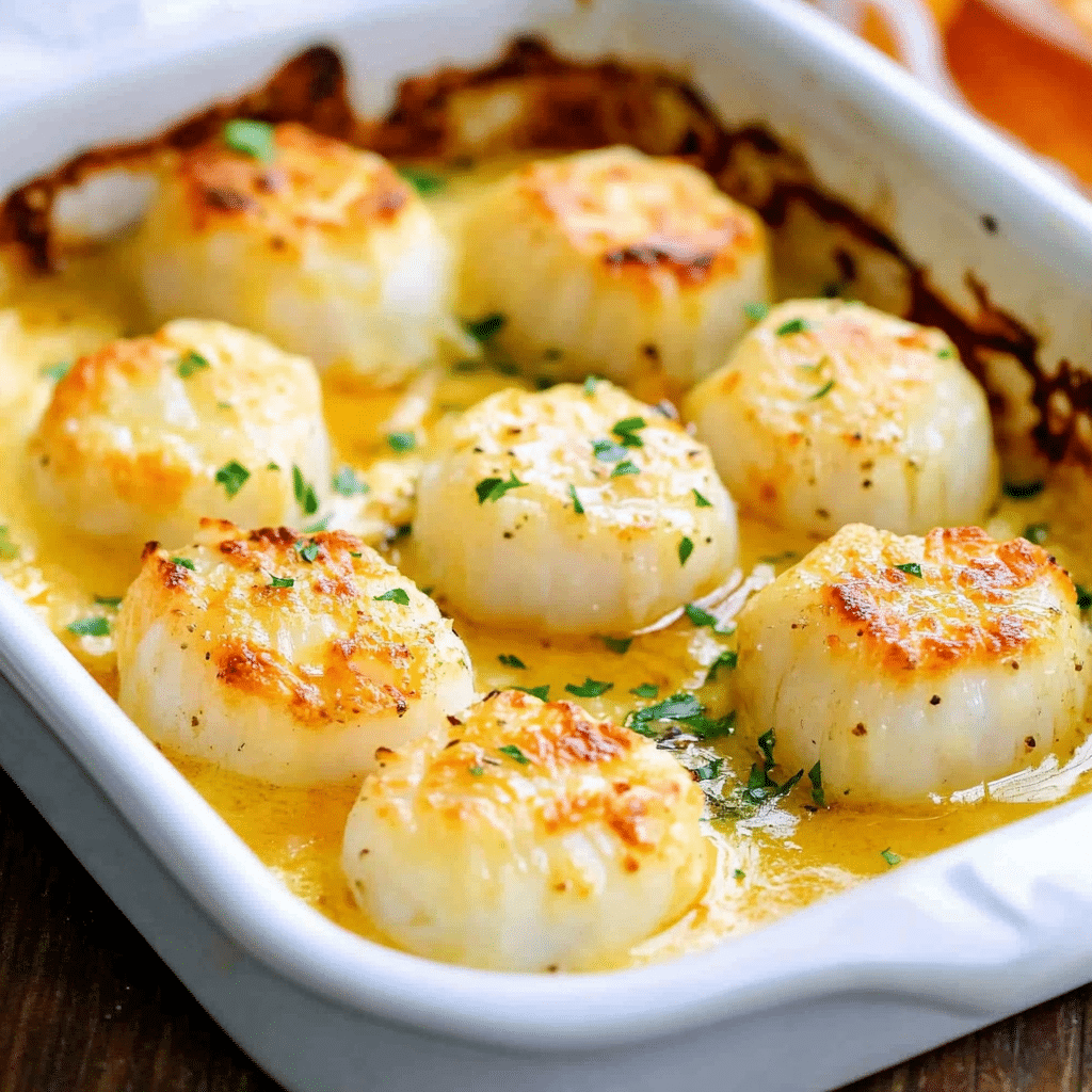 Garlic Butter Baked Scallops