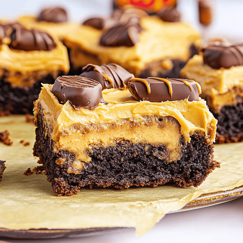 Reese’s Stuffed Brownie and Peanut Butter Frosting
