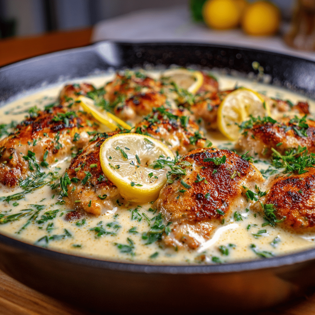 Lemon Garlic Cream Chicken Skillet