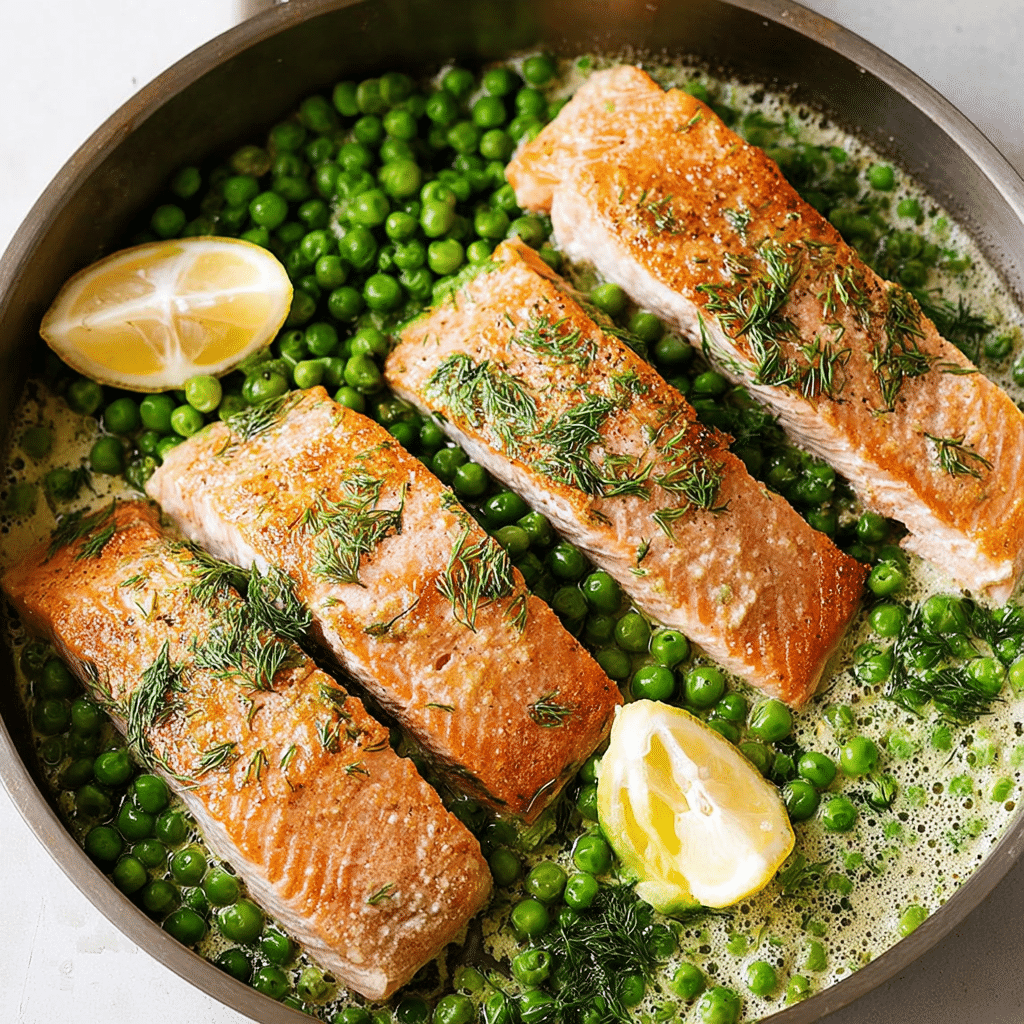 Lemon Butter Salmon with Dill Peas