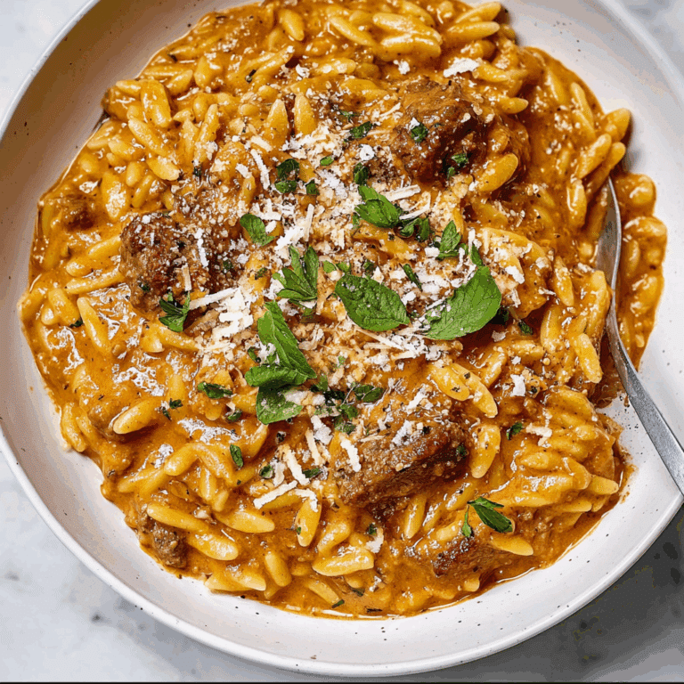 Beef Orzo with Tomato Herb Sauce