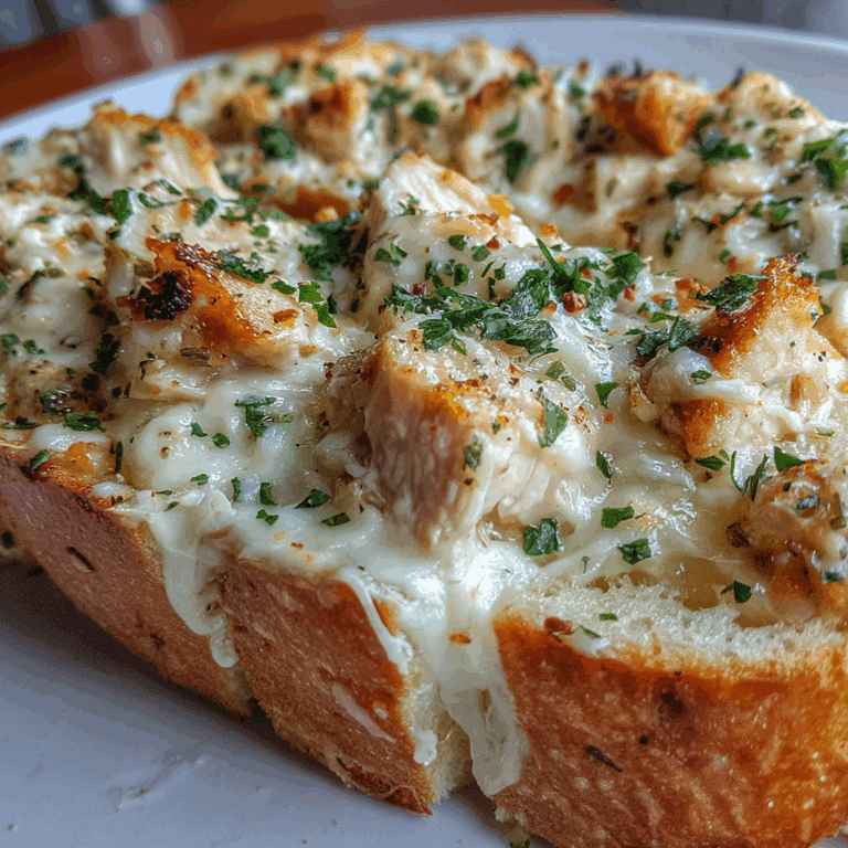 Cheesy Chicken Alfredo Garlic Bread