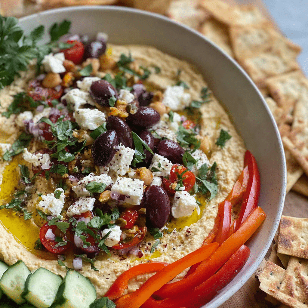 Greek Style Loaded Hummus Platter