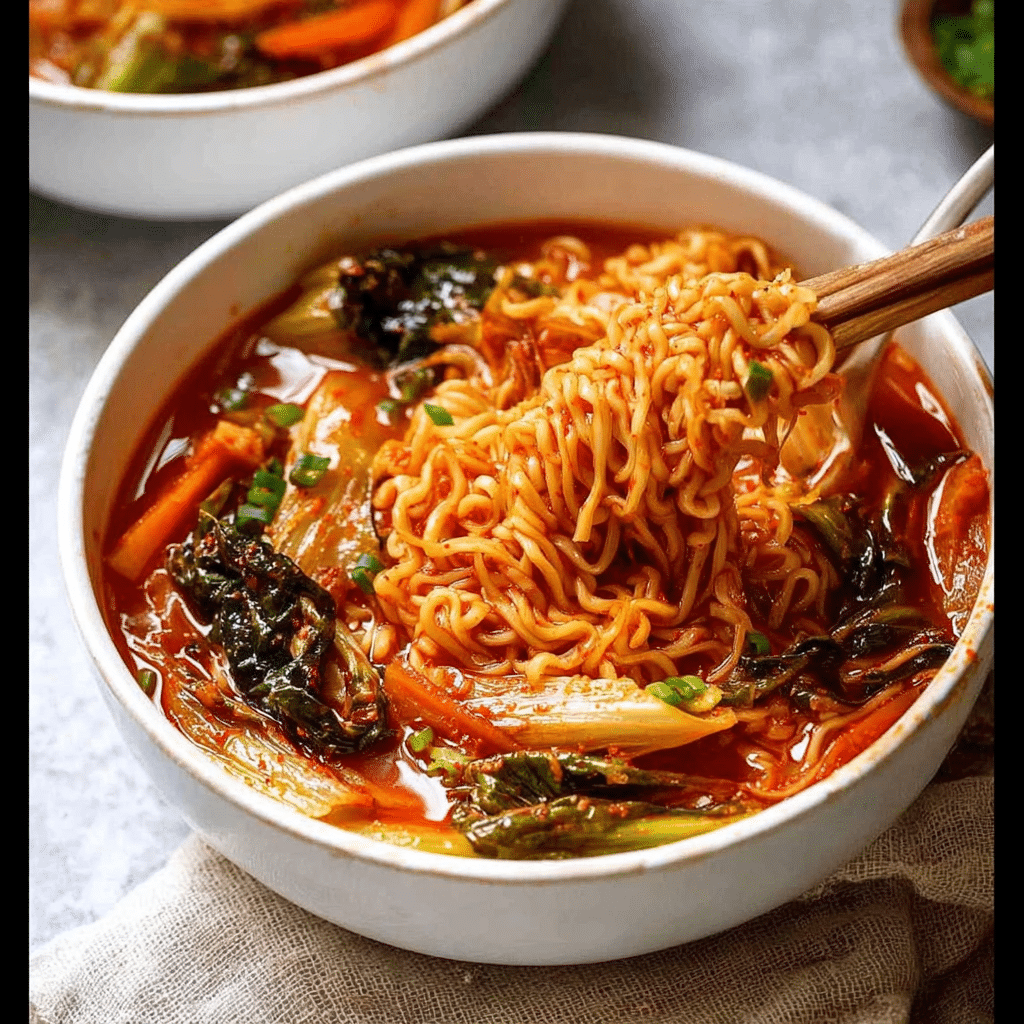 Spicy Korean Kimchi Noodles
