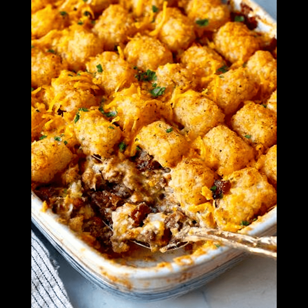 Tater Tot Cowboy Casserole with Bacon
