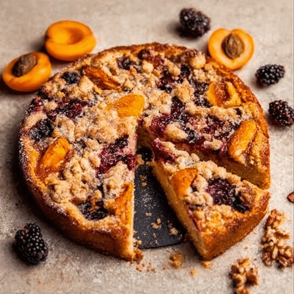 Blackberry Apricot Buckle Cake