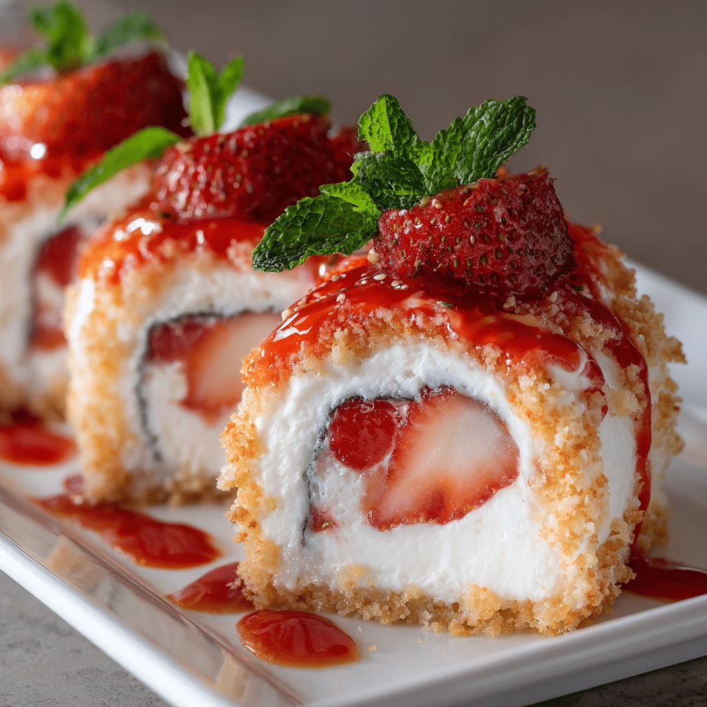 Strawberry Shortcake Cheesecake Sushi Rolls – A No-Bake Delight!